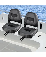 Sugift Set of 2 Folding Low Back Fishing Boat Seats with Stainless Steel Screws