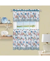 Kate Aurora Coastal Living Nantucket Seashells Complete Kitchen Curtain Tier & Valance Set