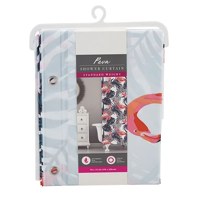 Kate Aurora Tropical Flamingoes Peva Vinyl Eco Friendly Shower Curtain - Standard Size