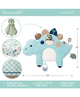 The Peanutshell Dino Tummy Time Mat and Security Blanket Crib Bedding Set, 4-Piece Set