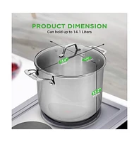 NutriChef Stainless Steel Cookware Stockpot - Quart, Heavy Duty Induction Pot