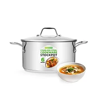 NutriChef Stainless Steel Cookware Stockpot - Quart, Heavy Duty Induction Pot