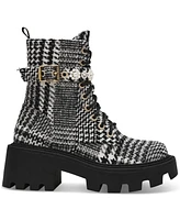 Betsey Johnson Women's Heathr Embellished Lug Sole Combat Booties