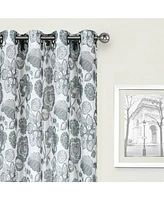 Kate Aurora Key West Summery Floral 2 Pack Grommet Top Sheer Curtain Panels - 54 in. W x 84 L, Spice