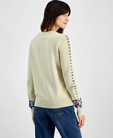 Style & Co Women's Floral Crewneck Pullover Sweater, Created for Macy's