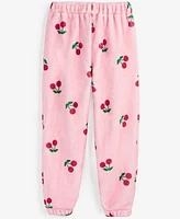 kensie Big Girls Cherry-Print Faux-Sherpa Jogger Pants