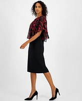 Connected Women's Chiffon-Cape Cocktail Dress