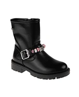 Bebe Little and Big Girls Moto With Rhinestone Beads Plate Boot