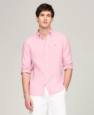 Tommy Hilfiger Men's Regular Fit-Pigment-Dyed Long-Sleeve Linen Shirt