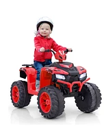 Gymax Kids Ride-On Atv 24V Battery Powered Electric Vehicle w/ Wireless Connection Music Radio Led Lights