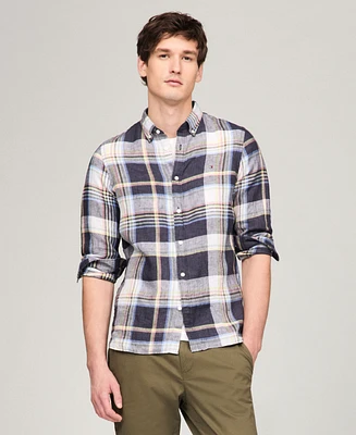 Tommy Hilfiger Men's Iconic Linen Check Slim-Fit Long-Sleeve Shirt