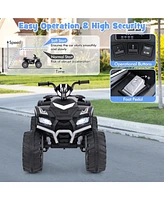 Gymax Kids Ride-On Atv 24V Battery Powered Electric Vehicle w/ Wireless Connection Music Radio Pink