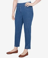 Ruby Rd. Petite Extra Stretch Denim Ankle Jean with Cutout Hem