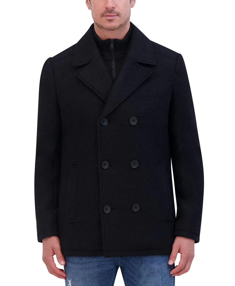 Kenneth Cole Men's Boucle Double Breasted Peacoat