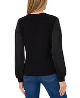 CeCe Women's Split-Neck Balloon-Sleeve Pin-Tuck Top