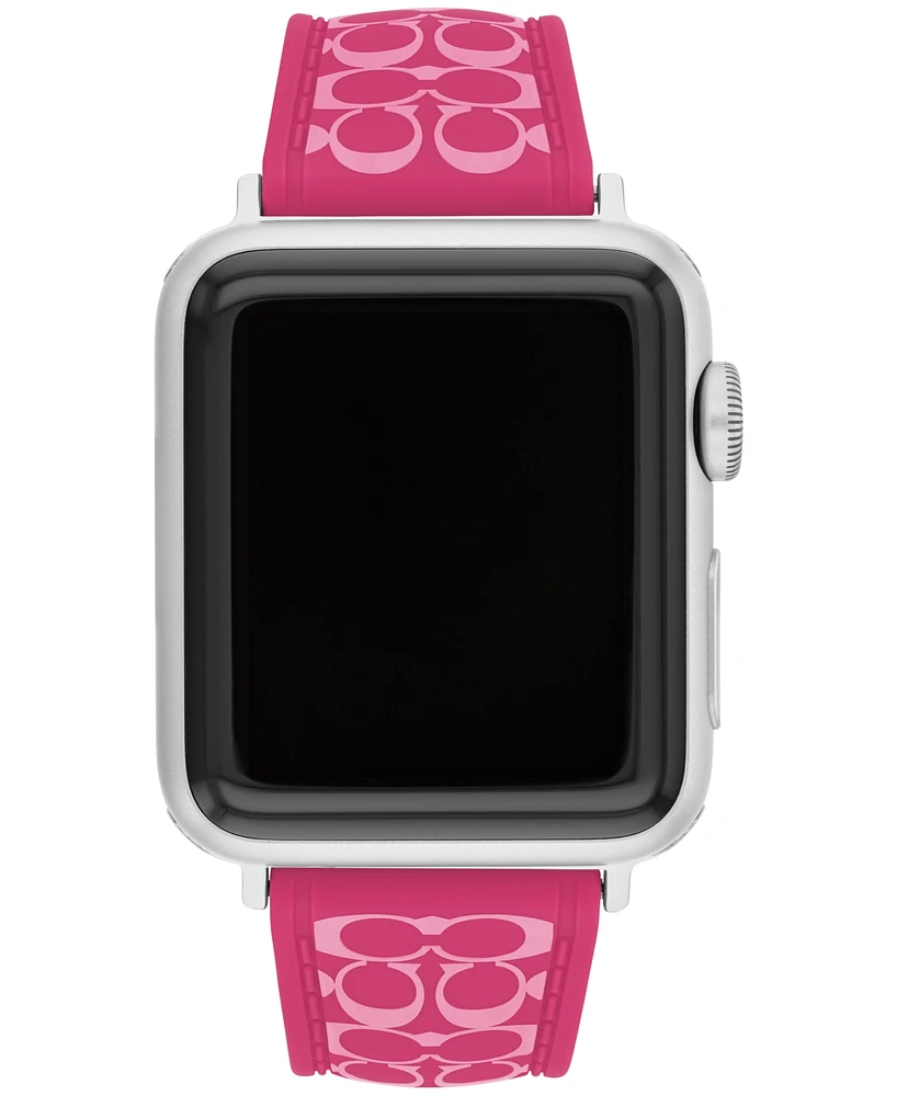 Coach Women's Pink Silicone Apple Watch Strap 38mm, 40mm, 41mm