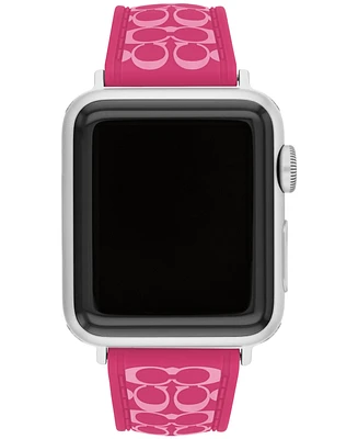 Coach Women's Pink Silicone Apple Watch Strap 38mm, 40mm, 41mm