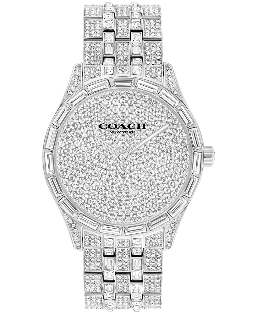 Coach Unisex Brooks Silver Stainless Steel and Crystals Bracelet Watch 38mm