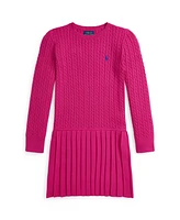 Polo Ralph Lauren Big Girls Mini Cable Pleated Cotton Sweater Dress