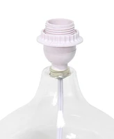 Simple Designs Glass Raindrop Table Lamp with Fabric Shade