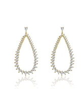 Rachel Glauber 14K Gold Plated Cubic Zirconia Raindrop Front-Facing Hoop Earrings