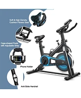 Sugift Indoor Silent Belt Drive Adjustable Resistance Cycling Stationary Bike-Blue