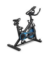 Sugift Indoor Silent Belt Drive Adjustable Resistance Cycling Stationary Bike-Blue