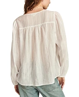 Lucky Brand Women's Tie-Neck Volume-Sleeve Peasant Top