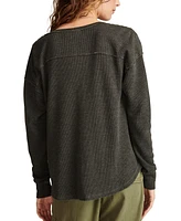 Lucky Brand Women's Cotton V-Neck Long-Sleeve Top