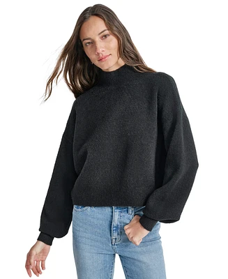 Dkny Jeans Women's Boxy Cropped Mock-Neck Sweater