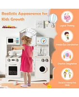Sugift Wooden Kids Kitchen Pretend Play Toys with Washing Machine