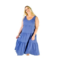 Poplinen Plus Size Teresa Tiered Tank Dress