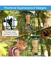 Sugift Squirrel-proof Caged Tube Wild Bird Feeder Outdoor Metal Seed Guard Deterrent