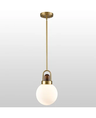 Moose Modern Pendant Lights with Stem Milk Globe Glass Gold Finish