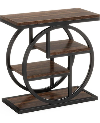 Tribesigns End Table for Living Room, 4-Tier Narrow Side Table with Storage Shelves, Industrial Bedside Table for Bedroom, Wood Small Sofa Side Table