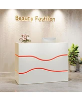 Tribesigns Modern Reception Desk with 7-Color Led Lights, 55.12