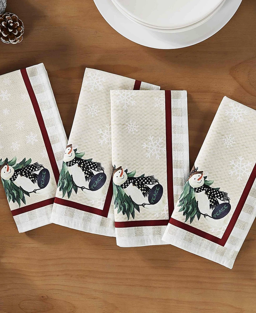 Avanti Country Snowman Polyester 4 Piece Napkins, 18" x 18"