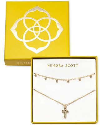 Kendra Scott Amelia Gold-Tone Crystal Cross Necklace Gift Set