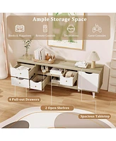 Costway Tv Stand for TVs up to 55" with Storage 4 Drawers & 2 Open Shelves for Bedroom