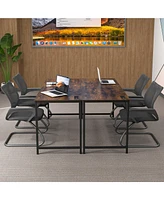 Costway Set of 2 Meeting Room Desk with Charging Station & Headphone Hook Metal Frame