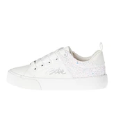 Bebe Little and Big Girls Low Top Glitter Piecing Logo Sneaker