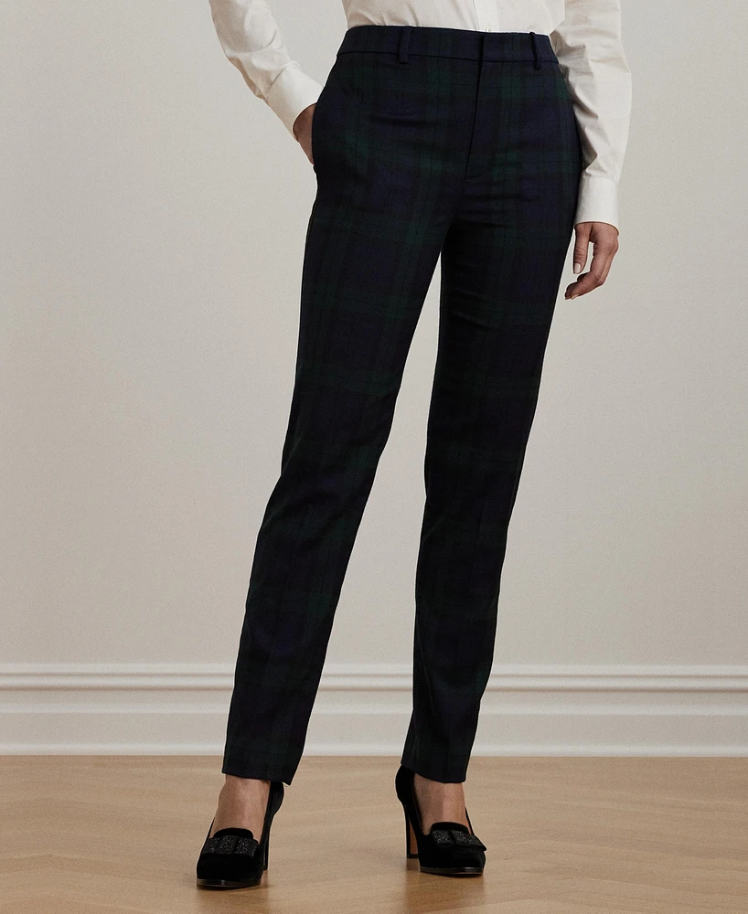 Lauren Ralph Women's Petite Plaid Satin-Stripe Twill Cropped Pants