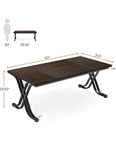 Tribesigns 63 Inch Executive Desk, Large Office Computer Desk with Thick Wooden Tabletop and Metal Frame, Modern Simple Workstation Writing Table Stud