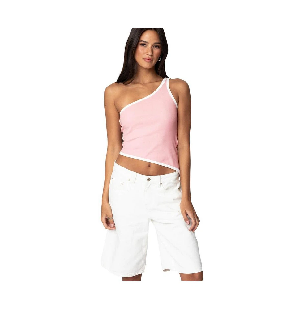 Edikted Women's Asymmetric Contrast Top