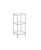 Slickblue 3-Tier Wire Bathroom Shelf with Hook Silver and Translucent