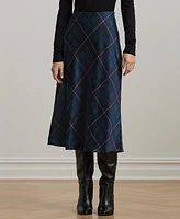 Lauren Ralph Women's Plaid Satin Charmeuse Midi Skirt