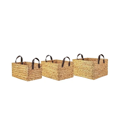 Home Outfitters S/3 Wh Rect Storage, Natural