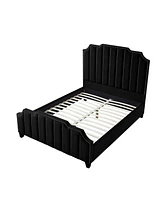 Inspired Home Aizen Velvet Platform Bed Queen