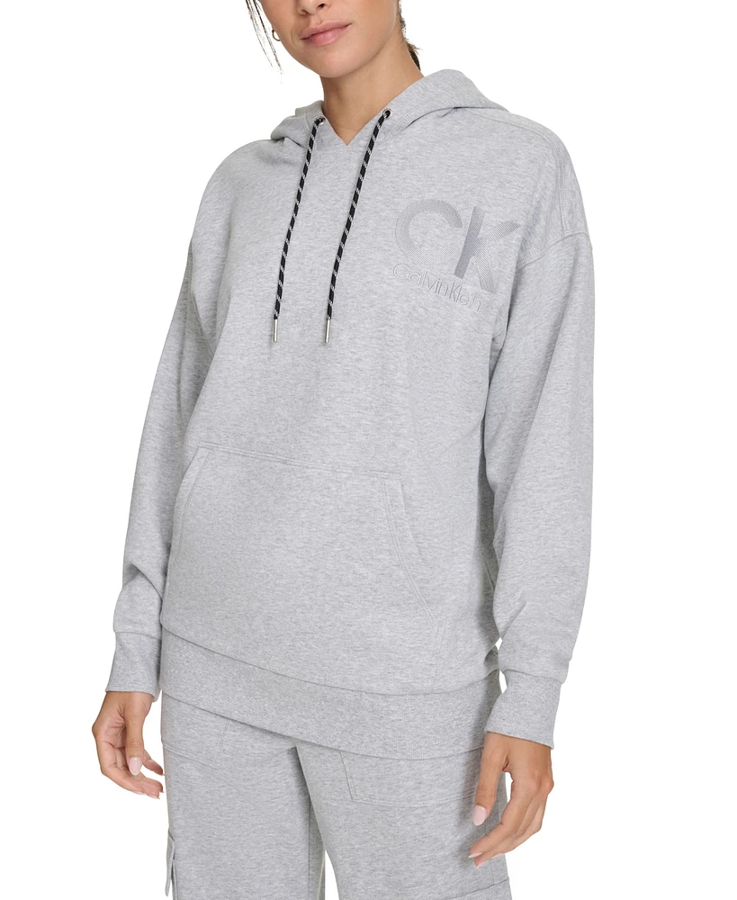 Calvin Klein Women's Eco Fleece Logo Pullover Hoodie