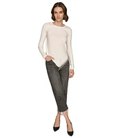 Karl Lagerfeld Paris Women's Asymmetrical Crystal-Trim Sweater